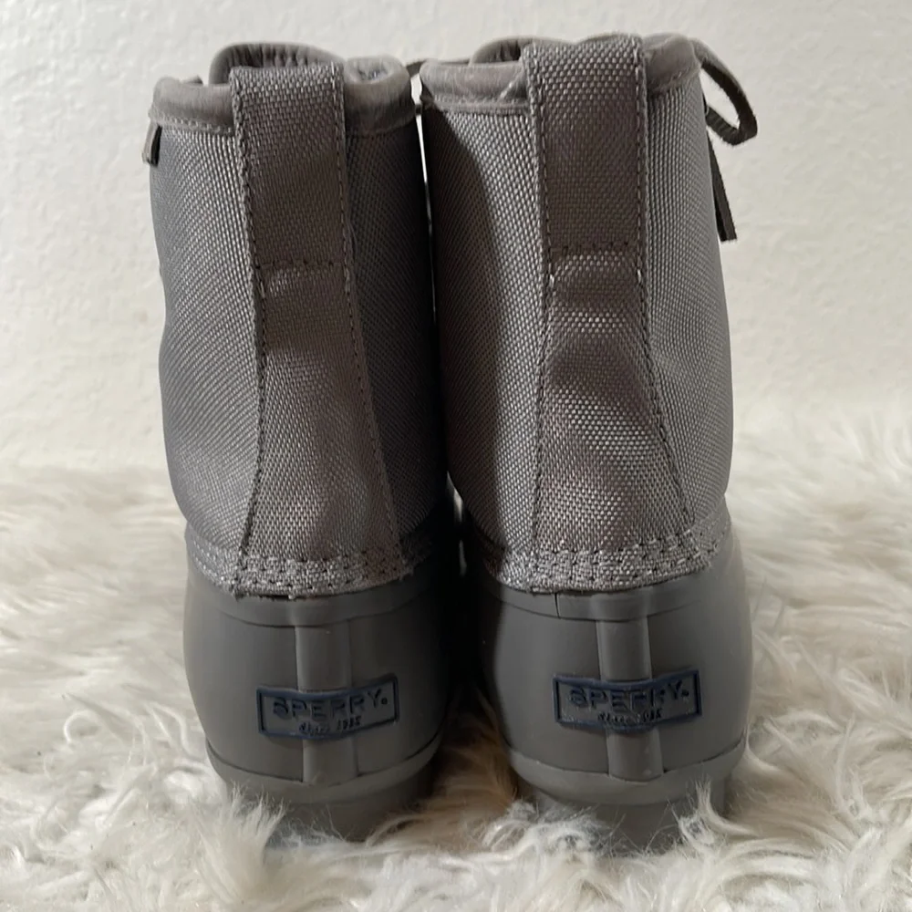 Sperry Saltwater Duck Boots Canvas Waterproof Grey Men's Size 10 NEW